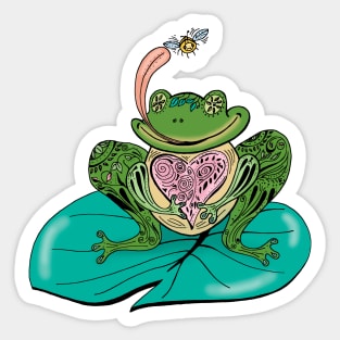 Frog on Lily Pad Boho Henna Style Sticker